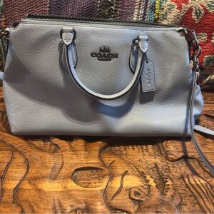 Coach Light Blue Pebble Leather Georgia Satchel with Detachable Strap